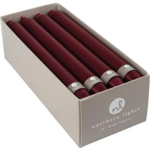 Northern Lights Candles Premium Tapers 10" 12PK - Bordeaux - 76602