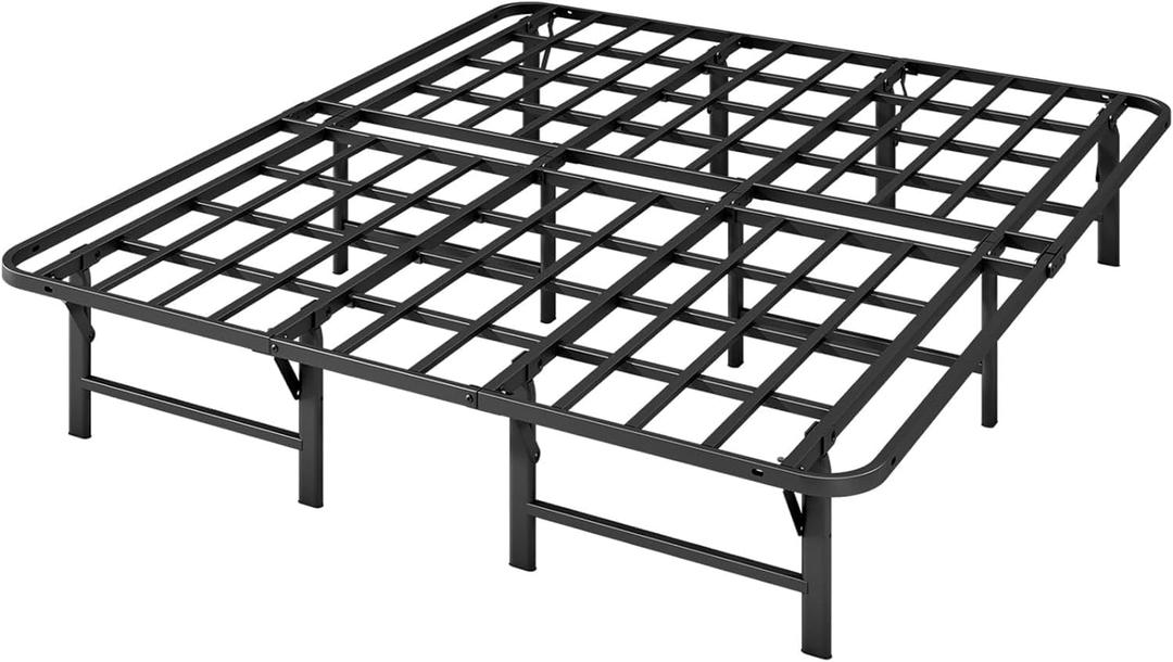 ZIYOO Heavy Duty King Size Folding Bed Frame, 12 Inch High with Sturdy Steel Slats, Metal Platform, No Box Spring Needed, Easy Assembly, Noise-Free, Black