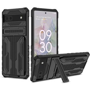 Case for Pixel 6A Case, Google 6A GB62Z Case with Wallet Cover Detachable Card Holder, Built-in Kickstand Shockproof Protective Phone Cover for Google Pixel 6A Black