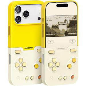 GameBaby for iPhone 17 Pro Max Case, Handheld Retro Gaming Console Style Phone Case with Physical Buttons for Gameboy Color Advance, Smartphone Cover Controller Supports Delta Emulator GB GBC GBA NES