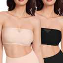 HBselect Strapless Bras for Women Seamless Non-Slip Silicone Padded Bandeau Bra Comfort Wireless Tube Top Bralette (M)