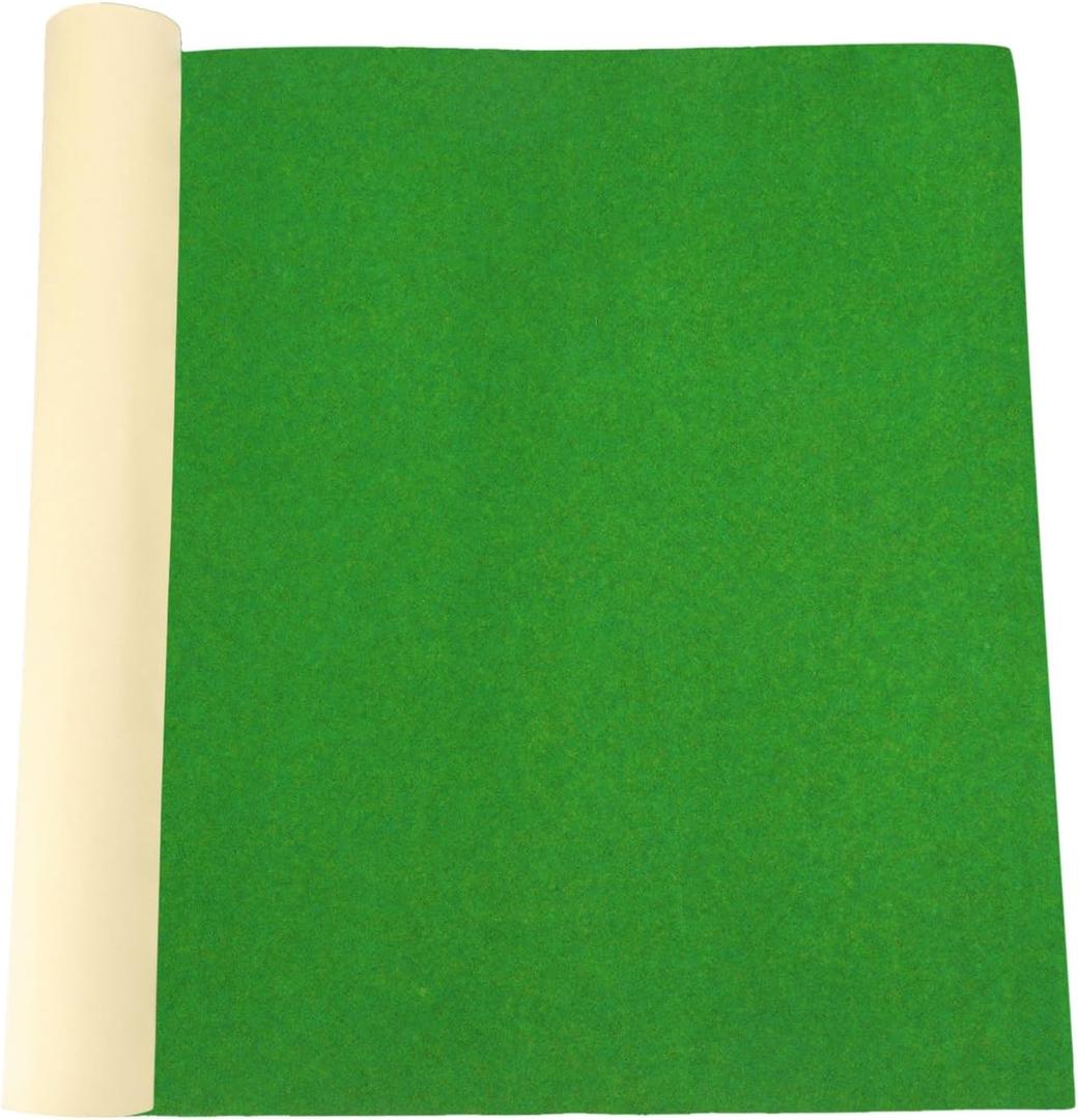 MECCANIXITY Artificial Model Grass Mat 16 Inch x 39 Inch Artificial Grass Turf Realistic Fake Grass Decor for Model Trains Scenery Craft Lawn Garden Decoration, Medium Green