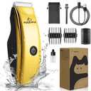 FuzzyFix Pet Grooming Clippers for Matted Hair Cat, Low Noise Hair Trimmer Kit for Long Fur, Waterproof Portable USB Rechargeable Professional Pet Grooming Supplies Cordless Shaver Gold