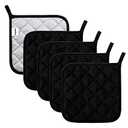 Pot Holders Cotton Made Machine Washable Heat Resistant Potholder, Pot Holder, Hot Pads, Trivet for Cooking and Baking (4, Black)