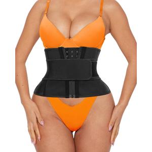 Women Waist Trainer Cincher 3 Straps - Tummy Control Sweat Girdle Workout Slim Belly Band for Weight Loss (Black, L)