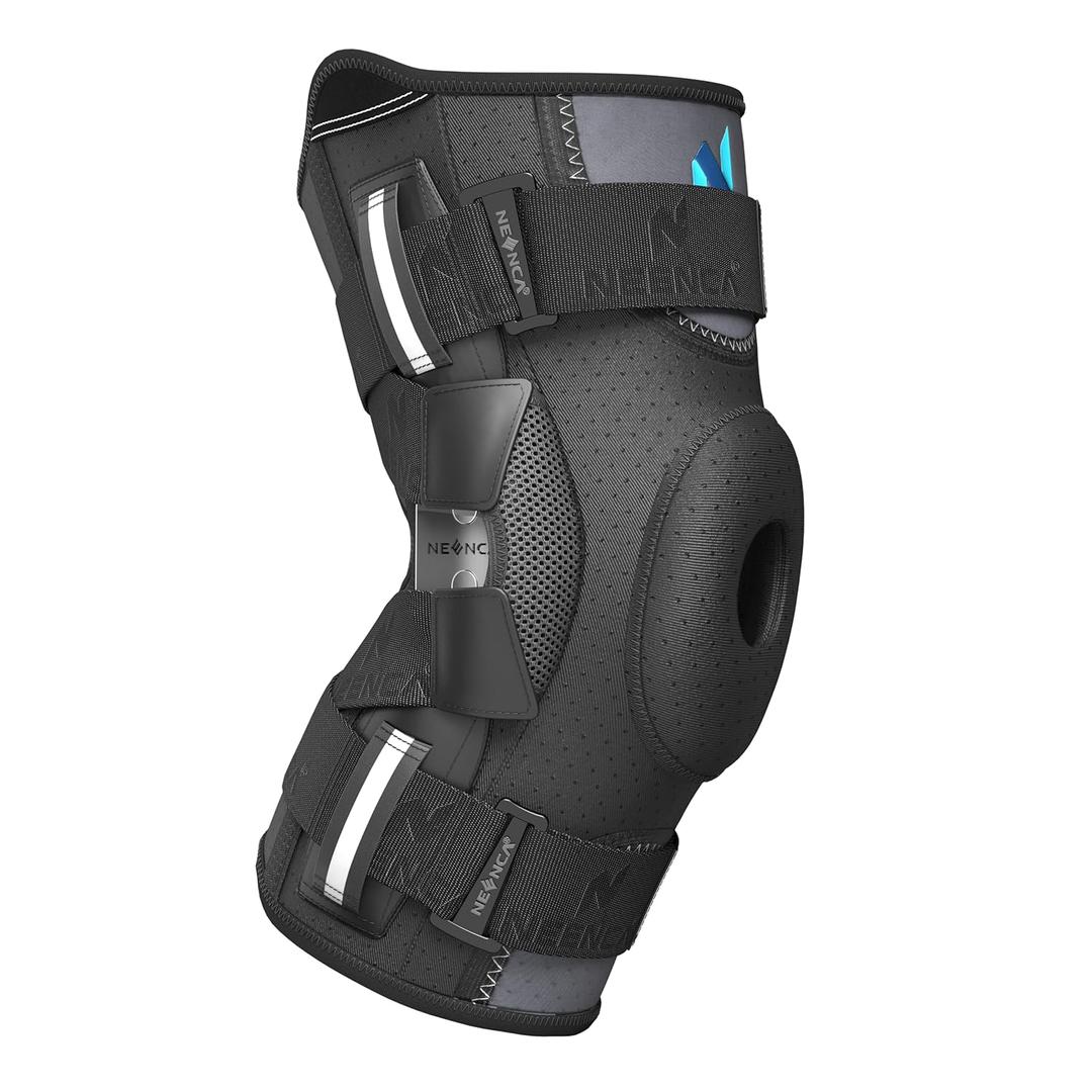 NEENCA Professional Knee Brace for Knee Pain, Hinged Knee Support with Patented X-Straps Fiting System, Strong Stability for Joint Pain Relief, Arthritis, Meniscus Tear, ACL, PCL, MCL, Sports, Workout (Size 7, Black-Single) NEENCA Professional Knee Brace for Knee Pain, Hinged Knee Support with Patented X-Straps Fiting System, Strong Stability for Joint Pain Relief, Arthritis, Meniscus Tear, ACL, PCL, MCL, Sports, Workout (Size 7, Black-Single)