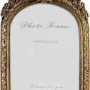 Cuspin Vintage Picture Frames 5x7 Gold Frame, Gold Ornate Resin Photo Frame with Glass Front for Tabletop and Wall Mounting, Antique Arched Picture Frame for Home Decor