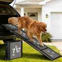 Upgraded Dog Ramp for Car 71" X-Long & 19.7" Wider Portable Dog Ramps for Large Dogs Non Slip Rug Surface Extra Wide Steps for SUV Car and Truck Folding Pet Ramp Supports Up to 270LBS