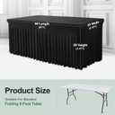 BDDC Table Skirts for Rectangle Tables 8ft - 2 Pack One-Piece Black Tablecloths and Skirt, Wrinkle Resistant Ruffles Elastic Cover for Banquets, Weddings, Events, Parties