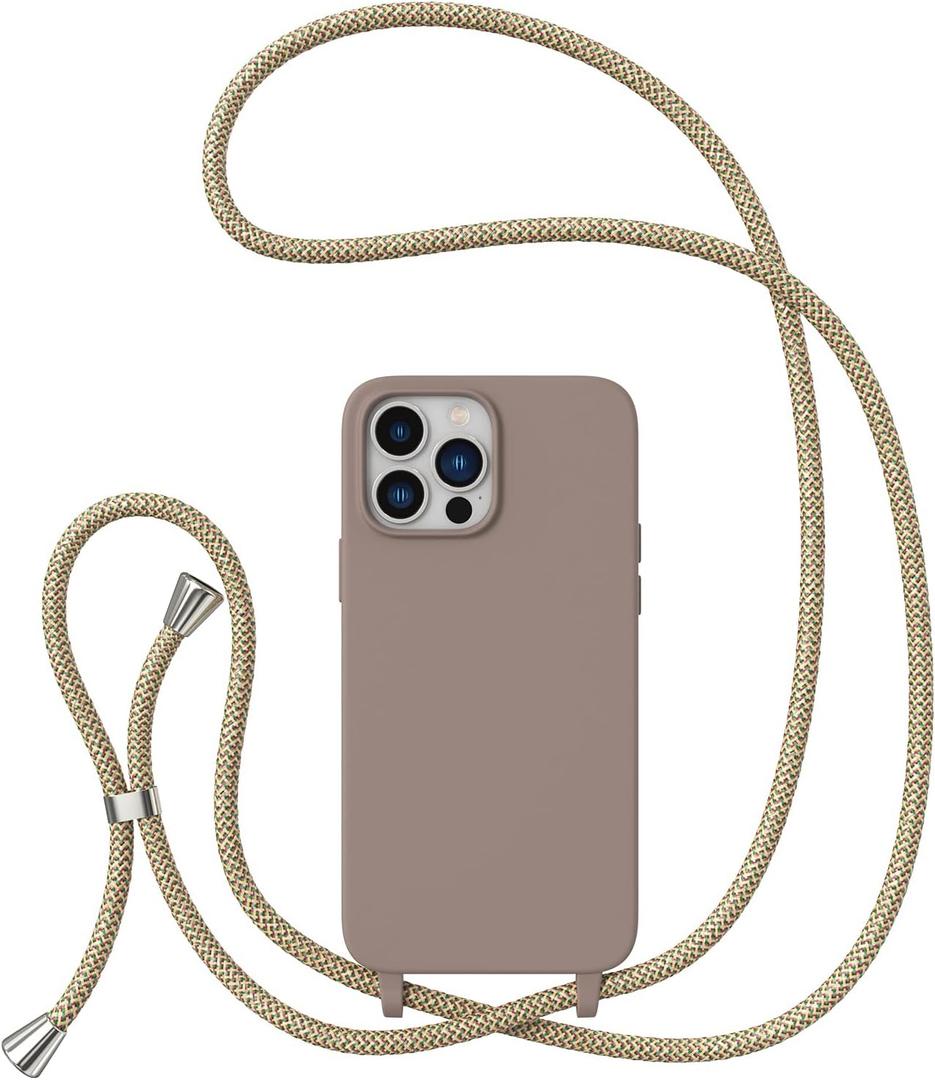 ZTOFERA for iPhone 14 Pro Max Case with Strap,Crossbody Phone Case with Adjustable Neck Shoulder Lanyard,Soft Silicone Shockproof Protective Phone Cover for iPhone 14 Pro Max 6.7 inch-Brown