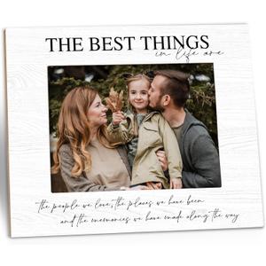 Family Picture Frame Gifts - The Best Things in Life Are the People We Love - Friends Wooden Photo Frame 5x7 for Tabletop or Wall Hanging (White 2)