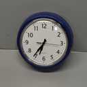 Bernhard Products Retro Wall Clock 9.5 Inch Navy Blue Kitchen 50's Vintage Design Round Silent Non Ticking Quality Quartz Battery Operated Easy to Read Decorative Clocks for Home Office Living Room, Navy Blue