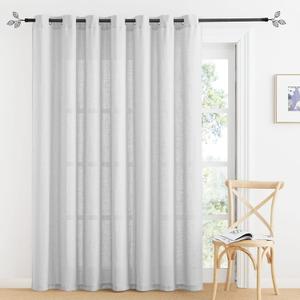 RYB HOME Extra Wide Semi Sheer Curtains Linen Textured Privacy Room Divider Drape for Living Room Patio Sliding Glass Door, W 100 x L 90 inch, 1 Panel, Dove Grey