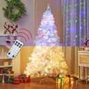 Lulu Home 6FT Christmas Tree, Artificial Christmas Tree with RC 300 LEDs Warm White & Multicolored String Lights(NOT Pre-Strung) for Indoor Outdoor Winter Decoration, 11 Lighting Modes with Timer