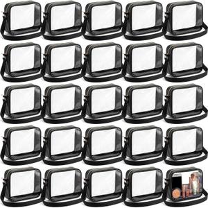 Abbylike 20 Pcs Clear Crossbody Bag Bulk Soccer Game Stadium Bag Adjustable Strap Transparent Purse for Women Concert Sport Event(Black, 20 Pack)