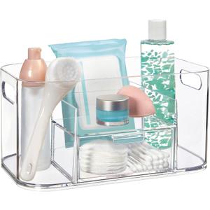 STORi Bliss Clear Makeup Organizer for Countertop, Divided Bathroom Organizer & Storage Drawer, Makeup Brush Holder, Cosmetic & Nail Polish Organizer 
