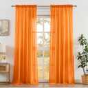 Anpark Orange Sheer Curtains 108 Inches Long for Living Room Patio Sliding Door, Elegant Cotton Textured Light Filtering Semi Sheer Curtains Linen Farmhouse Voile Drapes, W52 x L108 in, 2 Panels