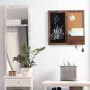 MyGift Rustic Dark Brown Wood Wall-Mounted Chalkboard with Cork Board, Mail Sorter, & Key Hooks