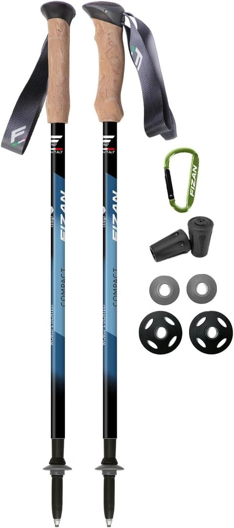 Fizan Compact 3 Trekking Poles 5.6 oz Ultralight, Backpacking, Thru Hiking Poles, Adjustable, Collapsible, Customized Fit, EVA Grips, Aluminum Walking Sticks (Compact 3)