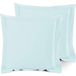 Nestl Soft Pillow Shams Set of 2 - Double Brushed Microfiber Pillow Covers - Hotel Style Premium Bed Pillow Cases, with 1.5 Decorative Flange, Euro 26"x26" - Aqua (23 - Light Blue)