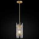 Modern Crystal Pendant Light for Kitchen Island, Gold Mini Chandelier with Water Rippled Glass, Adjustable Hanging Round Pendant Lights Fixture for Kitchen Island, Bedroom, Dining Room (1-Pack)