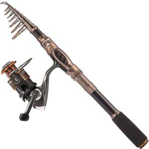 PLUSINNO Fishing Rod and Reel Combos Carbon Fiber Telescopic Fishing Pole with Reel Combo Sea Saltwater Freshwater Kit Fishing Rod Kit (6.89 ft)