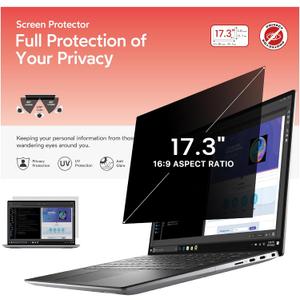 bersem 17.3 Inch Laptop Privacy Screen for 16:9 Ratio Computer Monitor, Anti-Glare, Blue Light Filter, Removable, UV-Blocking, 1 Pack