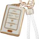 Key Fob Cover Keychain Kit Compatible with Jeep Grand Cherokee L Gladiator Wagoneer Grand Wagoneer Accessories White