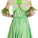 Adult Women Green Fairy Princess Dress with Wings & Ears, Elf Headpiece - Halloween Costume (Green, M)