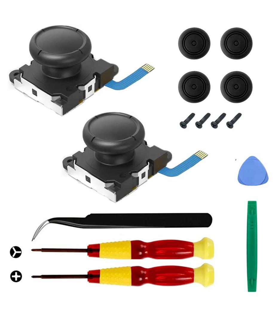 2-Pack Replacement Joystick Analog Thumb Stick Repair Kit for Nintendo Switch / Switch OLED Model / Switch Lite Joy-Con Controller - Drift Fix Tools Y1.5 / +1.5 Screwdriver / Pry Tools