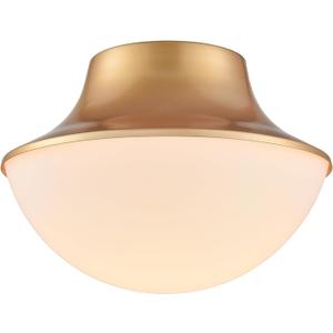 Modern Gold Semi Flush Mount Ceiling Light Fixture Brass Metal Round Bowl Shape Milk Glass Light Fixture Ceiling Mount for Bathroom Bedroom Hallway Entrance Staircase Office Living Room