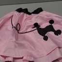 50s Costumes for Girls 1950s Pink Poodle Skirt Set with Eye Glasses Scarf Headband Socks for Kids Halloween Costume (4-6 Years)