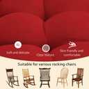 ELFJOY Rocking Chair Cushion Kitchen Chair Cushions with Seat Back Cushion Smooth and Comfortable Chair Pads with Ties 17x17 inch + 17x21 inch, Red