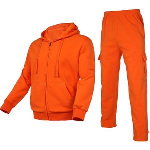 Men's Tracksuit Sets Outfit Activewear Full Zip Fleece Hoodie Jacket Cargo Sweatpant 2 Piece Casual Sweatsuit