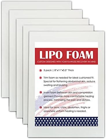 KUSMOO 5 Pack Lipo Foam Pads for Post Surgery Ab Board Liposuction Surgery Flattening Abdominal Compression Garments Lipo Foam Sheets 8" x 11"