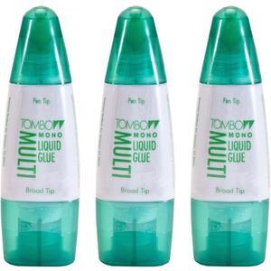 Tombow Mono Multi Liquid Glue (3 Pack) - Clear, Low Viscosity, Dries Clear