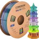 Comgrow Rainbow Colors Silk PLA 3D Printer Filament, PLA Filament 1.75mm, Dimensional Accuracy +/- 0.02 mm, 1KG Spool, Coextrusion 3D Filament with Shiny Silk Rainbow Yellow