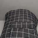 Andency Black Grid Comforter Set Twin Size (66x90 Inch), 2 Pieces(1 Grid Comforter and 1 Pillowcase), Summer Lightweight Microfiber Down Alternative Black Comforter with White Lines for Kids Girls