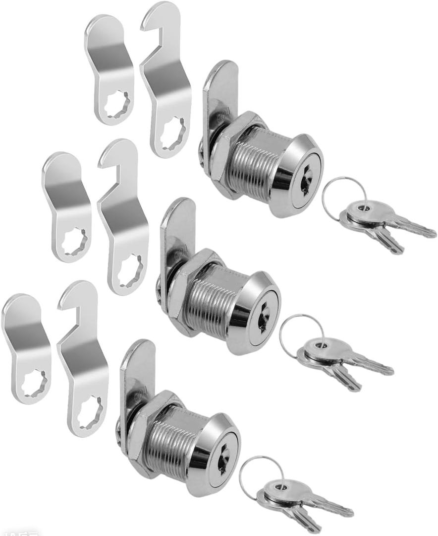 5/8" Cabinet Locks with Keys, Keyed Alike Cam Lock for Tool Box, Mailbox, RV Storage and Pickup Trucks, Zinc Alloy (3 Pack, 5/8 Inch)