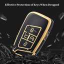 for VW Volkswagen Key Fob Cover, Soft TPU Protection Key Fob Case Compatible with VW Golf Alltrack Atlas Jetta Passat Arteon Tiguan Smart Car Key Accessories (Gold Black)