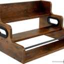 Bottle Display Shelf, Coffee Syrup Rack Organizer, Holds up to 12 Bottles, 3 Step Countertop Rack, Mini Bar, Retro Bar Shelf Stand for Whiskey, Spirits