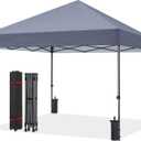 10x10 Pop Up Canopy - Beach Tent with One Push Setup,Gray