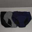 TANSTC Period Underwear Women Heavy Flow Leakproof Cotton Postpartum Teens 3 Pack Black Blue Grey M