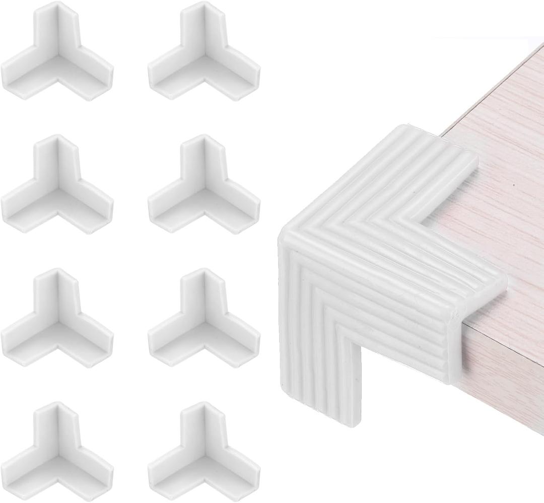 uxcell Corner Protectors, 8 Pcs Table Corner Protectors, Furniture Corner Guard and Edges Safety Bumpers for Table Edges and Sharp Corners (3D-Shaped, White)