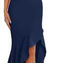 PRETTYGARDEN Wedding Guest Dresses for Women 2026 Summer Formal Gala Maxi Dress Ruffle Mermaid Cocktail Long Dresses (Blue, L)