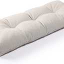 SUNROX LokGrip Non Slip Tufted Memory Foam Bench Cushion, FadeShield Water Resistant Durable Thicken Outdoor/Indoor Bench Seat Pads 42x16x4 inch, Cream 