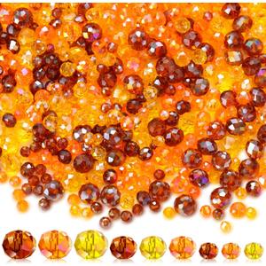 Kigeli 1350 Pcs Thanksgiving Crystal Beads for Jewelry Making AB Bulk Faceted Glass Gemstone Beads for Thanksgiving DIY Necklace Bracelet Earring (Brown, Orange, Yellow, 4/6/8 mm)