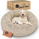 Donut Dog Bed - Premium Comfort for Anxiety Relief - Fluffy & Calming Design with Ultra-Plush Support | Cozy Round Dog Bed with Super Soft Circle Style (Beige, Small)