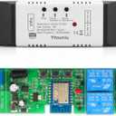 2 Channel Tuya Smart Life WiFi Momentary Inching Self-Locking Interlock Relay Switch Module,DC 7-32V Wireless Remote Control with RF Bluetooth, Compatible with Alexa Goolge Home (2CH)