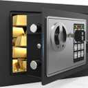 PATRON Small Safe Box for Money with Code and KeysSolid Mini Safe for Kids with Digital Electronic Security Keypad for Home Office Hotel,Personal Money Safes for Cash,0.236 Cuft (Black)
